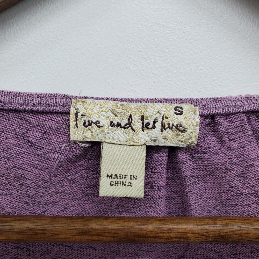Live and Let Live Womens S Purple Paisley Embellished 3/4 Sleeve Boho Top - Picture 10 of 14